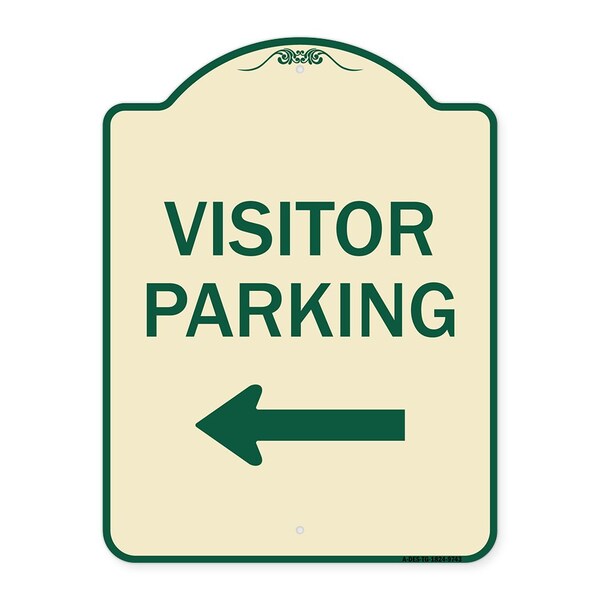 Designer Series-Visitor Parking Left, Tan & Green Heavy-Gauge Aluminum, 24" x 18", TG-1824-9743